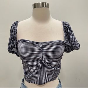 Zara Checkered Blue Crop Top